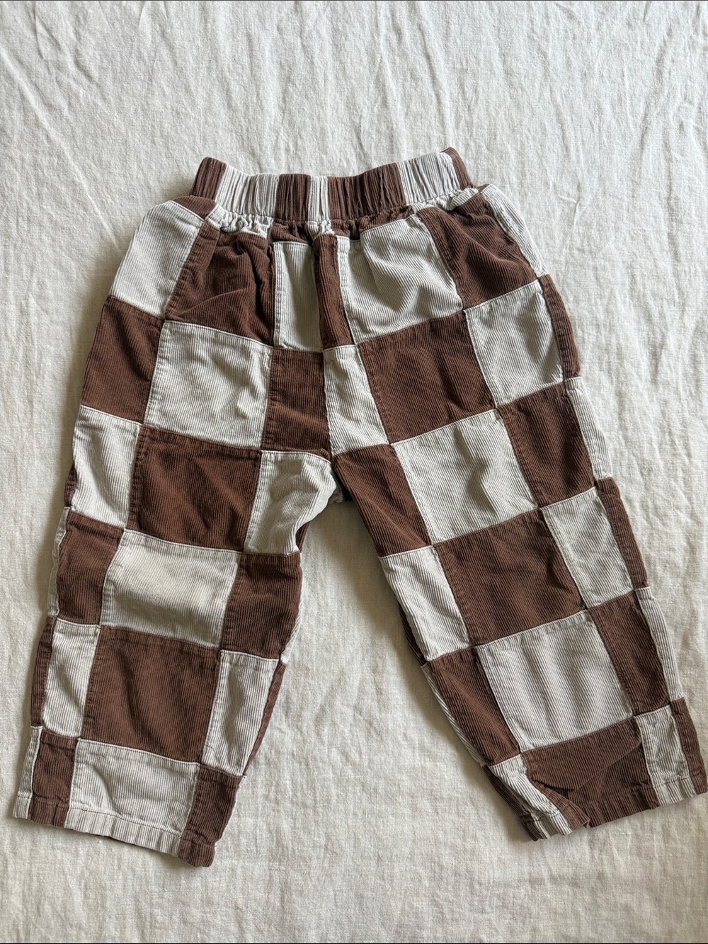 Rylee + Cru Kids Brown & Cream Check Patchwork Pants Size 4/5T